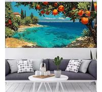 Diamond Art Aegean Sea Diamond Painting Kits Adults Orange,DIY 5D Rhinestone Crystal Mosaic Digital Painting Cross Stitch Crystal Embroidery Canvas Art Kits Children Beginner,Gift Women 12x24in CQ-202