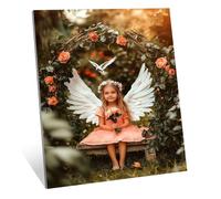 Diamond Art Angel Diamond Painting Kit, 5D Elf Dimond Art Kits, DIY Full Drill 80x60 cm Gem Arts and Crafts for Adults, Craft Supplies for Kids Embroidery Kit, Perfect Home Decor Gifts 32x24inch H-547