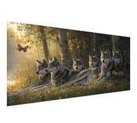 Diamond Art Animal,40x80in Large Diamond Painting Kit,5D DIY Wolf Dimond Art for Adults Set Crystal Rhinestone Embroidery Canvas Painting for Halloween Decorations Home Wall Decor,Gifts Women W1-98