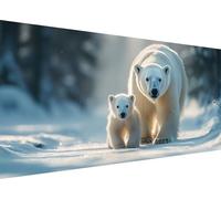 Diamond Art Animal 5D Diamond Painting Kit Polar Bears Large Diamond Art for Adults Beginners DIY Square Full Drill Cross Stitch Rhinestones Crystal Arts and Crafts Bedroom Decor 70x140CM L1-982