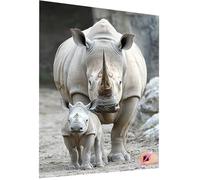 Diamond Art Animal 5D Diamond Painting Kits for Adults Kids Rhino DIY Full Drill Crystal Art Kits, Gem Arts and Crafts for Adults Beginner Dimond Crystal Painting Decor Gifts for Women 50x70cm D-54