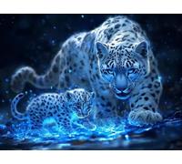 Diamond Art Animal, Leopard Diamond Painting for Adults Beginner, Round Drill Painting by Numbers for Adults, 5D DIY Dimond Art Pictures Embroidery Kit, Home Decor, Gifts for Women, 12x16inch,Model750