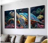 Diamond Art Animal Sea Turtle Diamond Painting Kit 3 Pack, Large Cross Stitch Kits for Adults, DIY Embroidery Gem Crystal Art Painting By Numbers, Home Decoration, Gifts for Women 12x18in t9n-416