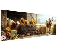 Diamond Art Animals 300x100cm Large Diamond Painting Cow Crystal Art Kits Crafts for Adults Beginners DIY Full Drill Dimond Painting Picture Gem Embroidery Kit Autumn Rome Decor Gifts for Women T-12