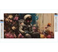 Diamond Art Astronaut Diamond Painting Flowers Crystal Art Kits for Adults, 5D DIY Cross Stitch Canvas Embroidery with Full Accessories Mosaic Crafts Pictures, Home Wall Decor Gifts 35x70cm G1-1090