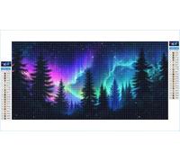 Diamond Art Aurora Diamond Painting Forest Crystal Art Kits for Adults, 5D DIY Cross Stitch Canvas Embroidery with Full Accessories Mosaic Crafts Pictures, Home Decor, Gifts for Women 90x180cm G1-428