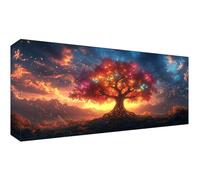 Diamond Art Aurora Diamond Painting Kits for Adults, DIY Full Drill Tree Dimond Painting for Kids, 5D Embroidery Cross Stitch Rhinestone Crystal Gem Art Pictures, Home Wall Decor 48x24inch t-8647