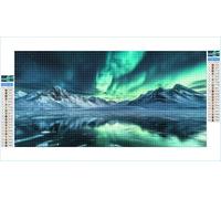 Diamond Art Aurora Diamond Painting Mountain Crystal Art Kits for Adults, 5D DIY Cross Stitch Canvas Embroidery with Full Accessories Mosaic Crafts Pictures, Home Wall Decor Gifts 90x180cm G1-430