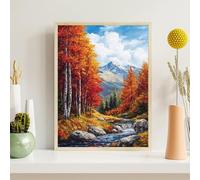 Diamond Art Autumn, 5D Diamond Painting Kits for Adults, Landscape Crystal Embroidery Cross Stitch Kits Full Square Drill 30x40cm/12x16inch, DIY Gem Painting Handicraft for Home Decoration Gift, z@114