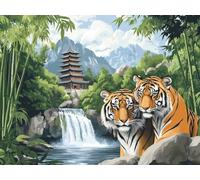 Diamond Art Bamboo, Tiger Diamond Painting for Adults Beginner, Round Full Drill Painting by Numbers for Adults, 5D Dimond Art Pictures Embroidery Kit, Home Decor, Gifts for Women, 8x12inch,Model972