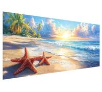 Diamond Art Beach, 150x60cm Large Diamond Painting Kit, 5D DIY Starfish Dimond Painting Kits for Adults, Rhinestones Dimond Art Supplies for Adults, Crystal Arts Kits for Room Christmas Decor G-77
