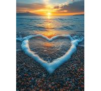 Diamond Art Beach 5D Diamond Painting Kit Sunset DIY Round Full Drill Dimond Art for Adults Kids Paint by Numbers, Rhinestone Embroidery Canvas Painting Crafts for Home Room Decor Gifts 60x90cm L-573