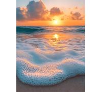 Diamond Art Beach 5D Diamond Painting Kit Sunset DIY Round Full Drill Dimond Art for Adults Kids Paint by Numbers, Rhinestone Embroidery Canvas Painting Crafts for Home Room Decor Gifts 60x90cm L-655