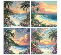 Diamond Art Beach Coconut Trees Diamond Painting Kits Adults 32x32in q-271
