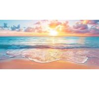 Diamond Art Beach Diamond Painting Sea Dimond Art Kits Adults, 5D DIY Full Drill Crystal Arts Embroidery Cross Stitch Canvas Paint by Numbers for Beginner, Room Decor, Gifts for Women 40x80cm J2-1324