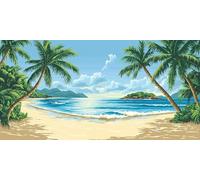 Diamond Art Beach， Landscape Diamond Painting Kit Adults， DIY Full Drill Crystal Art Mosaic Craft Set， 5D Gem Cross Embroidery Art Accessory Adult Beginners， Home Wall Decoration 40x20cm T-z765
