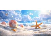 Diamond Art Beach， Landscape Diamond Painting Kit Adults， DIY Full Drill Crystal Art Mosaic Craft Set， 5D Gem Cross Embroidery Art Accessory Adult Beginners， Home Wall Decoration 40x20cm T-z767
