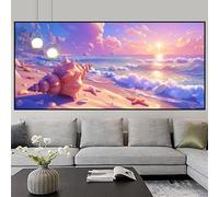Diamond Art Beach Large Diamond Painting 100x200cm Gem Crystal Art Kits for Adults Sunset Paint by Numbers for Kids DIY 5D Rhinestone Embroidery Cross Stitch Mosaic Crafts Picture for Home Decor z392f
