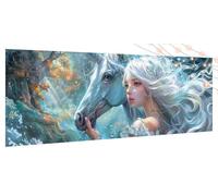Diamond Art Beauty Diamond Painting Kits for Adults, Kids, Beginners, Craft Gifts for Women, DIY Rhinestone Gem Art Accessories, Crystal Cross Stitch Crafts, Large Paintings for Horse 12x27Inch T754
