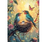 Diamond Art Birds, 5D Diamond Painting Kit for Adults Kid,Butterflies Adults Beginner Full Drill Gem Crystal Art, Cross Stitch Painting Canvas Accessories, Furniture Wall Decor Gifts 35x50cm w-578