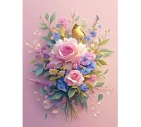 Diamond Art Birds, 5D Diamond Painting Kit for Adults Kid,Flowers Adults Beginner Full Drill Gem Crystal Art, Cross Stitch Mosaic Painting Canvas Accessories, Furniture Wall Decor Gifts 35x50cm w-580
