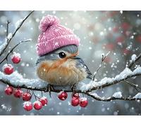 Diamond Art Birds Diamond Painting Winter Crystal Art Kits for Adults, DIY 5D Full Drill Cross Stitch Arts Crafts Pictures, Embroidery Kit for Kids, Home Wall Decor, Gifts for Women 40x50cm G-613