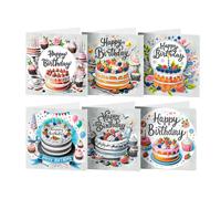 Diamond Art Birthday Cards, 6 Pcs 5D Diamond Painting Cards with Envelopes, Handmade DIY Diamond Painting Birthday Greeting Card Kits Fit for Birthday Thanksgiving Mother's Day Gift