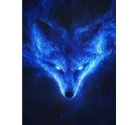 Diamond Art Blue Diamond Painting Kits for Adults Fox, 5D Dimond Painting Full Kits for Adults, DIY Full Drill Crystal Art and Crafts for Adulte, Home Wall Room Decor, Gift for Women 60x80cm,Model 850