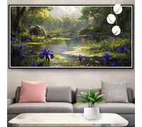 Diamond Art Blue Large Dimond Art for Adults Flower Diamond Painting Kit, DIY Full Drill Crystal Embroidery Cross Stitch Kits, 5D Round Rhinestone Mosaic Painting for Home Decor Gifts 30x60cm Y0-936