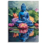 Diamond Art Buddha, 5D Diamond Painting Kits for Adults, Lotus Crystal Embroidery Cross Stitch Kits Full Round Drill 16x20 inch/40x50cm, DIY Gem Painting Handicraft for Home Decoration Gift, z@917