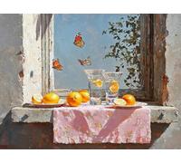 Diamond Art Butterfly, by The Window Diamond Painting Kits Adults Beginners, Full Drill Crystal Art Mosaic Kit, Hobbies for Adults Women, Gifts for Halloween Christmas, Home Wall Decor 50x70cm Q-217