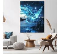 Diamond Art Butterfly Diamond Painting Dream, 5D DIY Crystal Art Kits for Adults, Embroidery Cross Stitch Canvas Pictures Painting by Numbers Kit for Kids, Home Decor, Gifts for Women 90x120cm W6-457