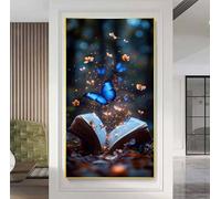 Diamond Art Butterfly Diamond Painting Kits for Adults, DIY Full Drill Book Dimond Painting for Beginners, 5D Rhinestone Embroidery Crystal Art Picture, Decor Gifts 32 x 64 inch/80 x 160 cm C-1407