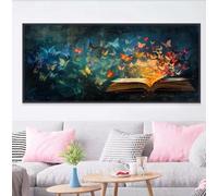 Diamond Art Butterfly Diamond Painting Kits for Adults, DIY Full Drill Book Dimond Painting for Beginners, 5D Rhinestone Embroidery Crystal Art Picture, Decor Gifts 32 x 64 inch/80 x 160 cm C-1431