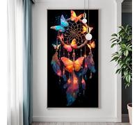 Diamond Art Butterfly Large Diamond Painting Kits for Adults Dream Catcher, 5D Crystal Art Kits for Adults, DIY Square Drill Crystal Embroidery Cross Stitch Painting, Room Decor Gifts 40x80 cm G-4