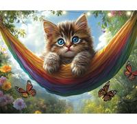 Diamond Art Cat Diamond Painting Butterfly Crystal Art Kits for Adults, 5D Round Drill Dimond Painting Kits for Adults Beginner, Mosaic Making Gem Arts for Home Decor, Gifts for Women 70x95cm K9-1747