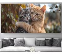 Diamond Art Cat Diamond Painting Couple Crystal Art kits for Adults,DIY Rhinestone Picture Crystal Embroidery Cross Stitch,5D Gem Painting Crafts kit for Beginners,Home Decoration 20x60in M-Y574