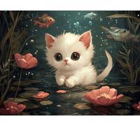 Diamond Art Cat Diamond Painting Kits for Adults, 5D DIY Flower Full Drill Embroidery Sequin Gem Art Paintings, Painting by Numbers Arts and Crafts Pictures for Home Wall Decor 24x36 inch W-10567