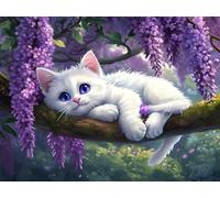 Diamond Art Cat Diamond Painting Kits for Adults, 5D DIY Flower Full Drill Embroidery Sequin Gem Art Paintings, Painting by Numbers Arts and Crafts Pictures for Home Wall Decor 16x20 inch W-10586