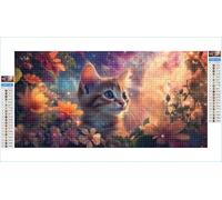 Diamond Art Cat Diamond Painting Starry Sky Crystal Art Kits for Adults, 5D DIY Cross Stitch Canvas Embroidery with Full Accessories Mosaic Crafts Pictures, Home Decor, Gifts for Women 60x120cm G1-603