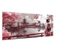 Diamond Art Cherry Blossoms Diamond Painting Woman Dimond Art for Adults Beginners, DIY Embroidery Cross Stitch Canvas Painting for Kid, Mosaic Making Gem Arts for Home Wall Decor 100x200cm FD-7390