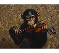 Diamond Art Chimpanzees Diamond Painting Kits for Adults Music, 5D Crystal Arts and Crafts for Adults, DIY Round Dimond Painting Accessories Full Kit for Home Decor, Gifts for Women 60x45cm, Model 140