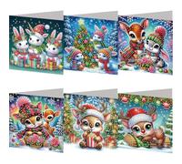 Diamond Art Christmas Cards 6 PCS with Envelopes Kit