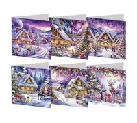 Diamond Art Christmas Cards,6pcs DIY Blessing Greeting Cards with Envelopes Kits for Adults Diamond Painting Gifts for Families,Friends,Partners,Birthdays,Thanksgiving&Special Occasion-H75