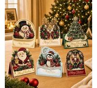 Diamond Art Christmas Cards 6PCS, Pearl Painting Kit For Adults DIY Craft | DIY Christmas Pearl Diamond Art Cards for Adults, Wishes Card Gem Art Craft Kit for Xmas Holiday Gifts & Season Greetings