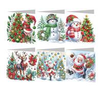 Diamond Art Christmas Cards Kits - 6pcs 5D Rhinestone Greeting Card Set, DIY Handmade Diamond Painting Holiday Card for Xmas, Birthday, All Occasion Craft Gifts (Snowman/Tree)