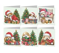 Diamond Art Christmas Cards Kits - 6pcs 5D Rhinestone Greeting Card Set, DIY Handmade Diamond Painting Holiday Card for Xmas, Birthday, All Occasion Craft Gifts (Snowman/Tree)