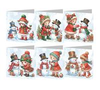 Diamond Art Christmas Cards Kits - 6pcs 5D Rhinestone Greeting Card Set, DIY Handmade Diamond Painting Holiday Card for Xmas, Birthday, All Occasion Craft Gifts (Snowman/Tree)