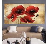 Diamond Art Chrysanthemum Diamond Painting Kits for Adults Large Red, Full Drill Craft Gifts Women, Cross Embroidery Pictures, Gem Crystal Canvas Art Kits for Beginner Home Wall Decor 200x100cm 0O-535