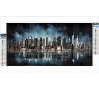 Diamond Art City Diamond Painting Landscape Crystal Art Kits for Adults, 5D DIY Cross Stitch Canvas Embroidery with Full Accessories Mosaic Crafts Pictures, Home Decor, Gifts for Women 50x100cm G1-25
